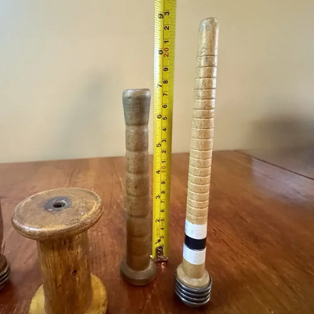 Vintage Wooden Textile Bobbins Spools Quills Loom Spindle Lot of 6 Primitive